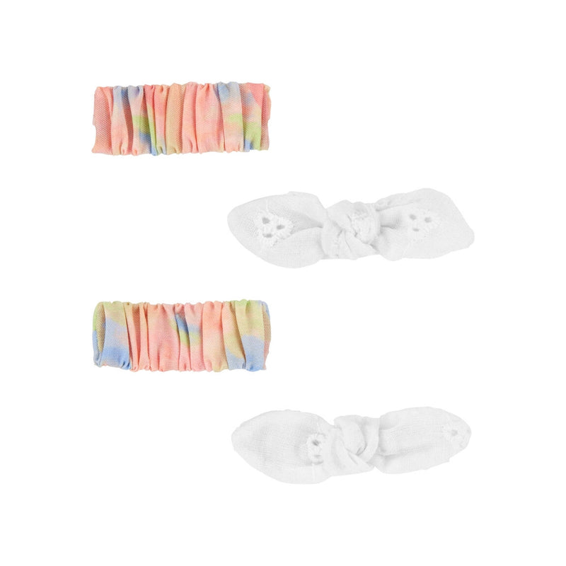Set of 4 Hair Clips Flower - Multicolored & White