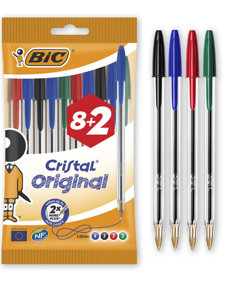 Bic Cristal Stylos à Bille 8 + 2 Gratuits