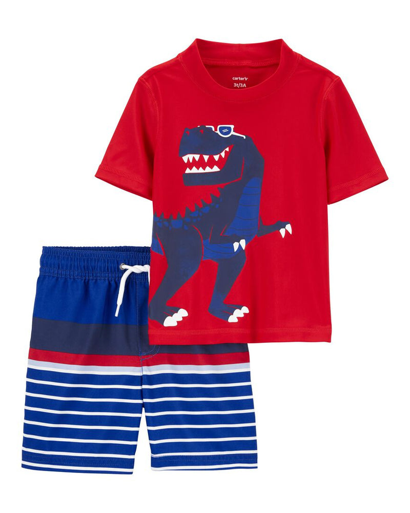 Maillot de bain 2 Pièce De Lycra Dinosaure Bébé Carter's - Rouge & Blanc