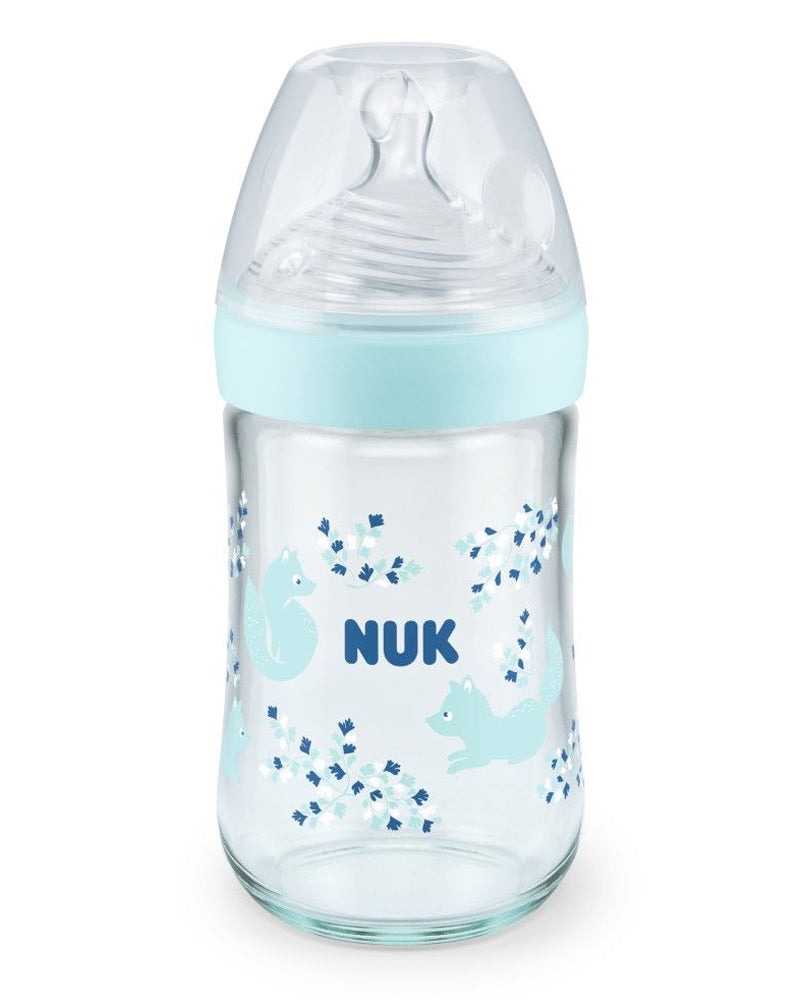 Biberon En Verre Nature Sens 240ml NUK - Bleu Ciel