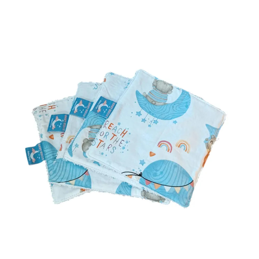 Baby Bulle Pack de 4 Lingettes Lavables  Lune - Eléphant