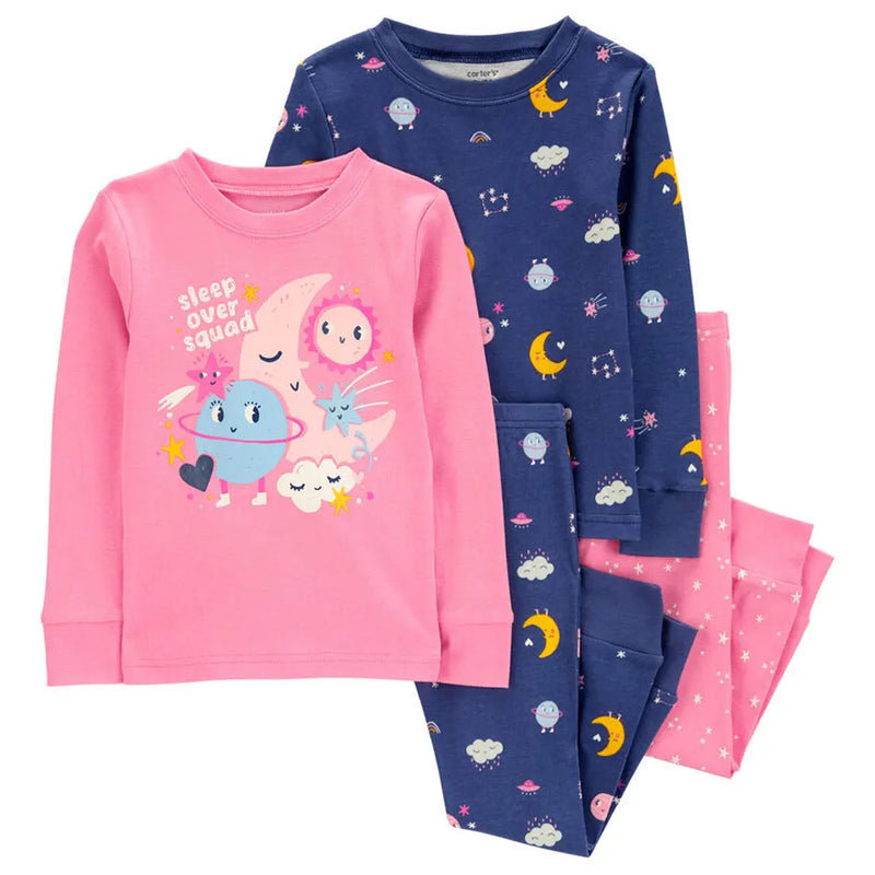 Pyjama 4 Pièces en Coton Bébé Carter's - Espace Rose & Bleu
