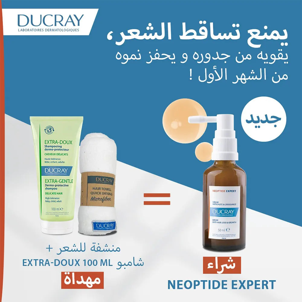 Offre : Ducray Neoptide Expert Sérum Antichute & Croissance 2x50ml = Shampooing & Serviette à Cheveux Gratuits