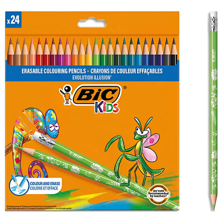 Bic Kids Boîte de 24 Crayons de Couleur Effaçables