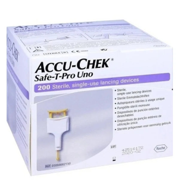 Boîte de 200 lancettes Accu-Chek Safe-T-Pro Uno à usage unique