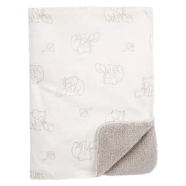 Couverture En Peluche Carter's - Éléphant Blanc & Gris