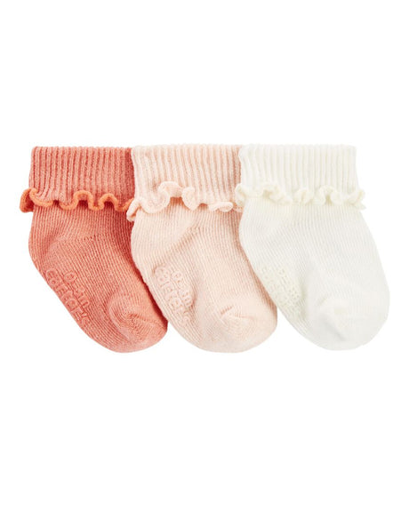 Lot De 3 Chaussons Côtelés Bébé Carter's - Rose & Blanc