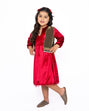 Caftan Robe Avec Gilet Pour Fille - Rouge & Marron