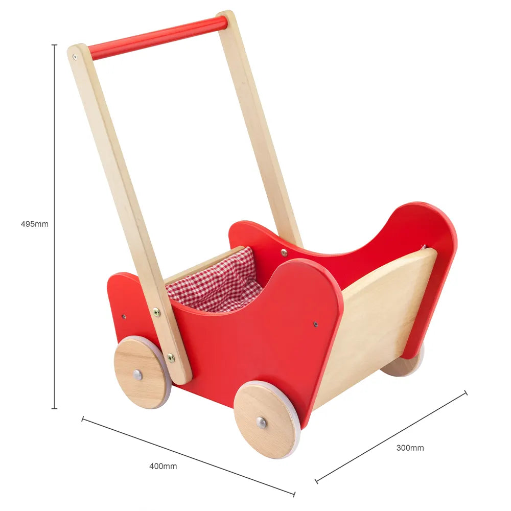 Viga Toys Trotteur & Lit pour Poupée Rouge 2 en 1 2A+