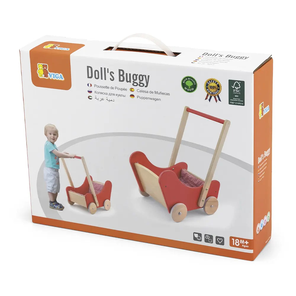 Viga Toys Trotteur & Lit pour Poupée Rouge 2 en 1 2A+