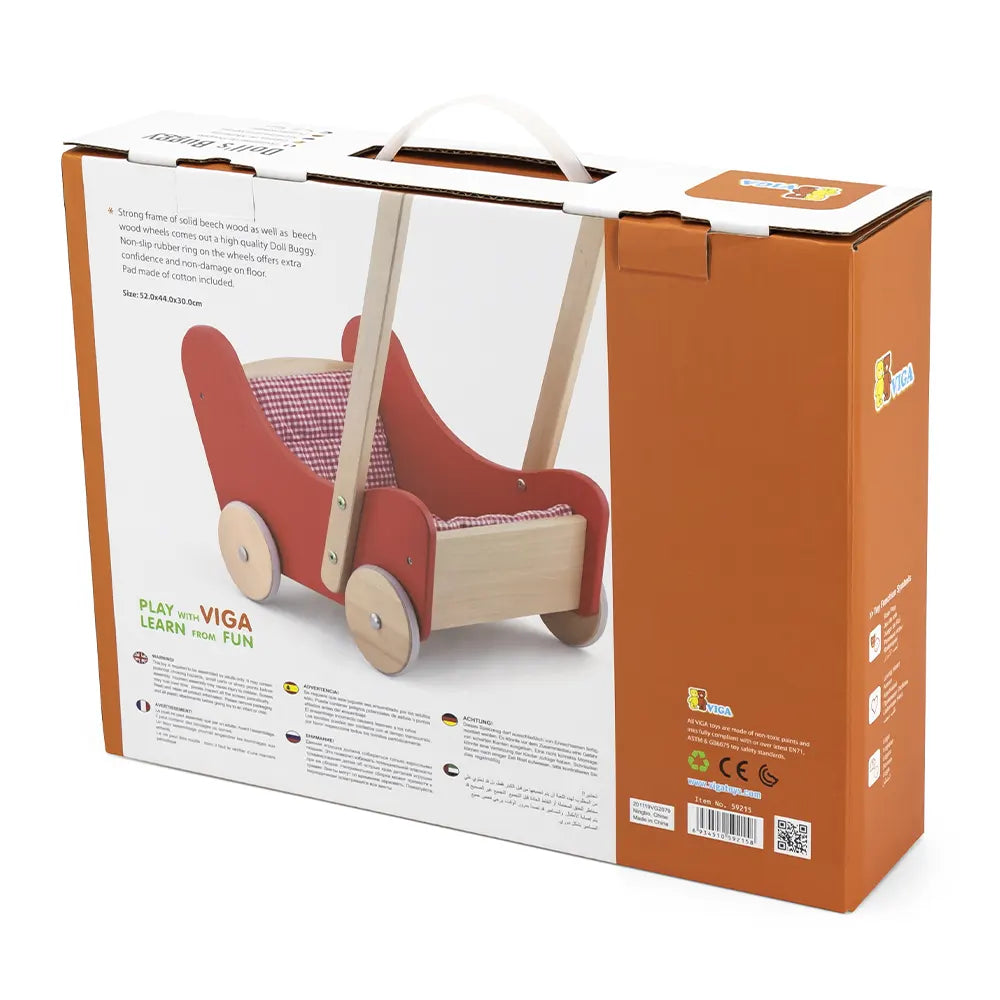 Viga Toys Trotteur & Lit pour Poupée Rouge 2 en 1 2A+