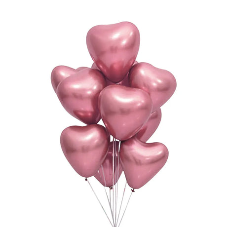 Set de 50 Globos de Corazón Cromados Rojos - 30cm