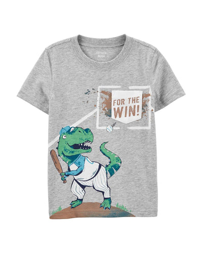 T-Shirt En Jersey De Baseball Dinosaure Carter's - Gris