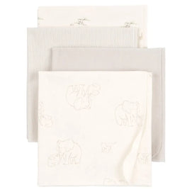 Pack de 4 Couvertures À Emmailloter Bébé Carter's - Blanc & Gris