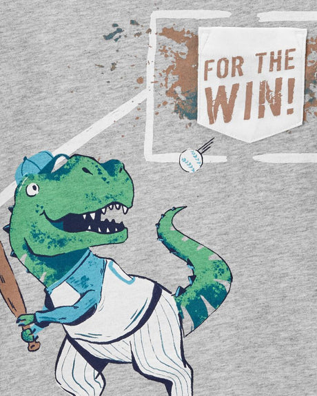 T-Shirt En Jersey De Baseball Dinosaure Carter's - Gris