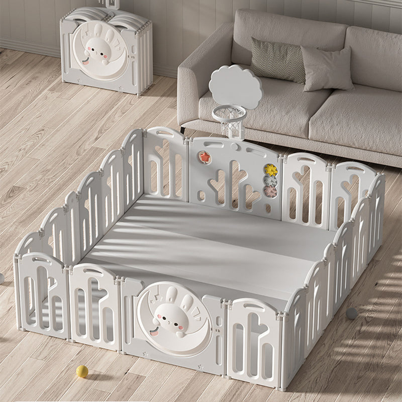 Foldable Playpen with Basketball Net + Mat (185x192cm) - Grey Rabbit