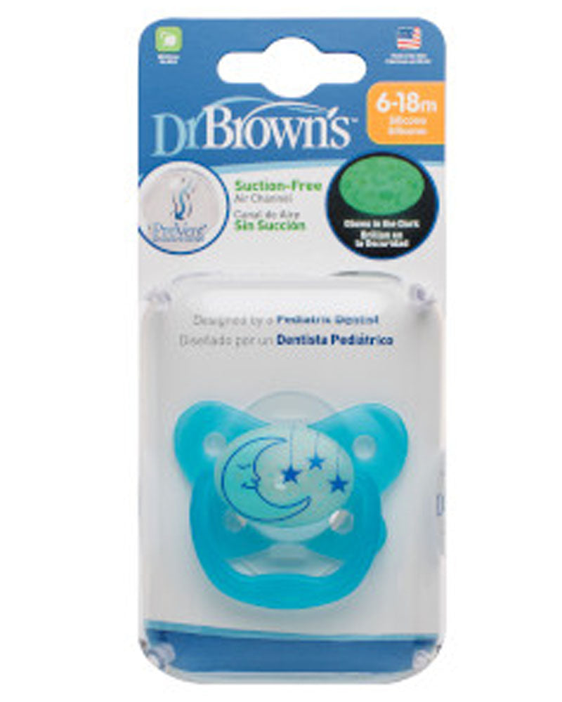 Dr. Brown's Glow in the Dark Stage2 Pacifier 6-18M - Blue