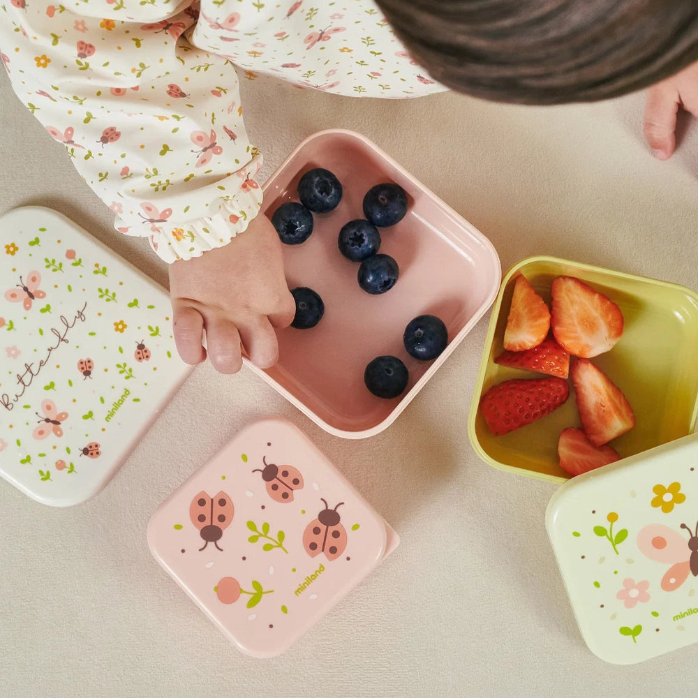 Miniland Ensemble de 3 Boîtes à Goûter - Papillon