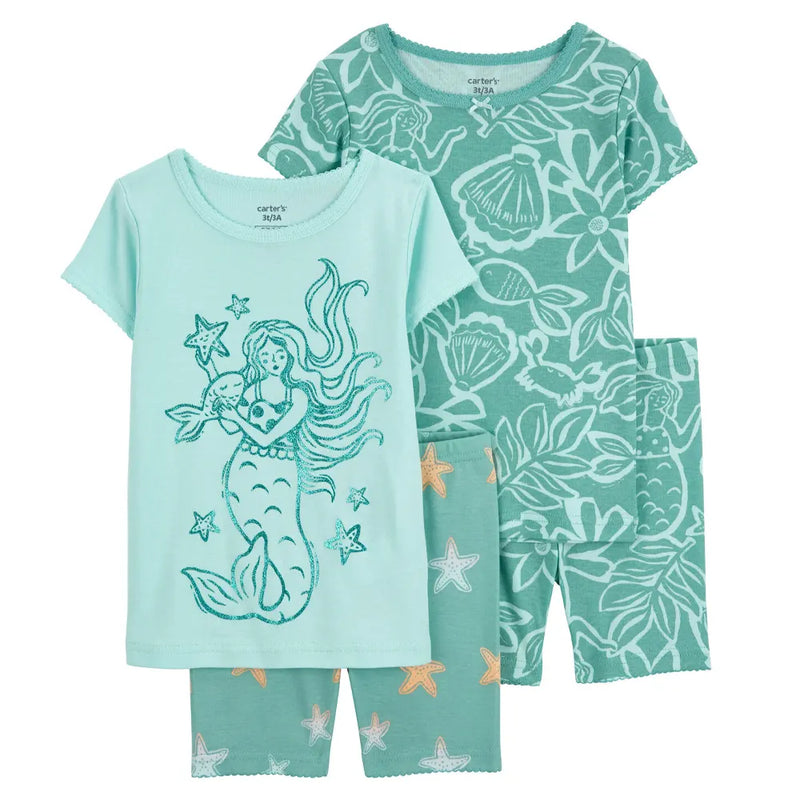 Pyjama 4 Pièces en Coton Bébé Carter's - Sirène Vert