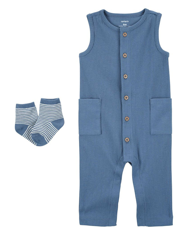 Carter's Baby 2-Piece Romper & Socks Set - Blue