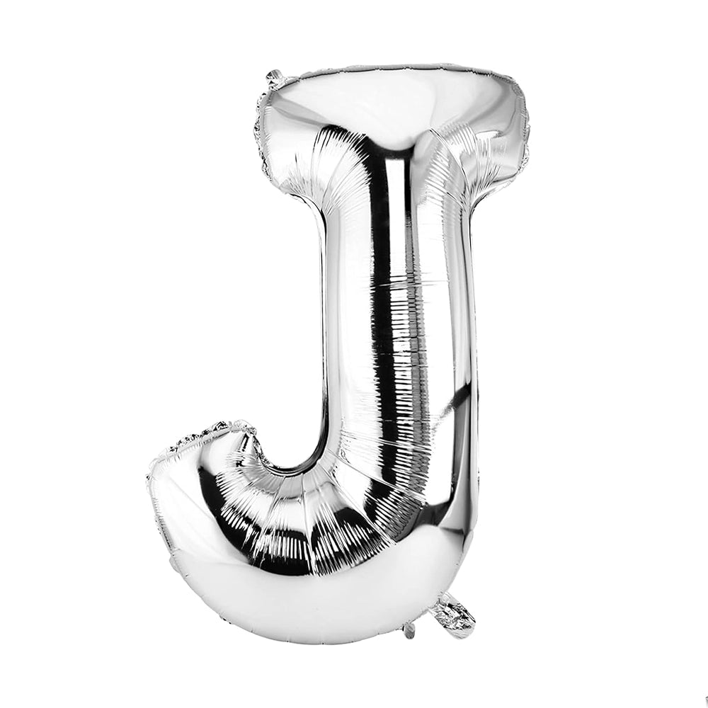 Letter J Shaped Balloon - Silver