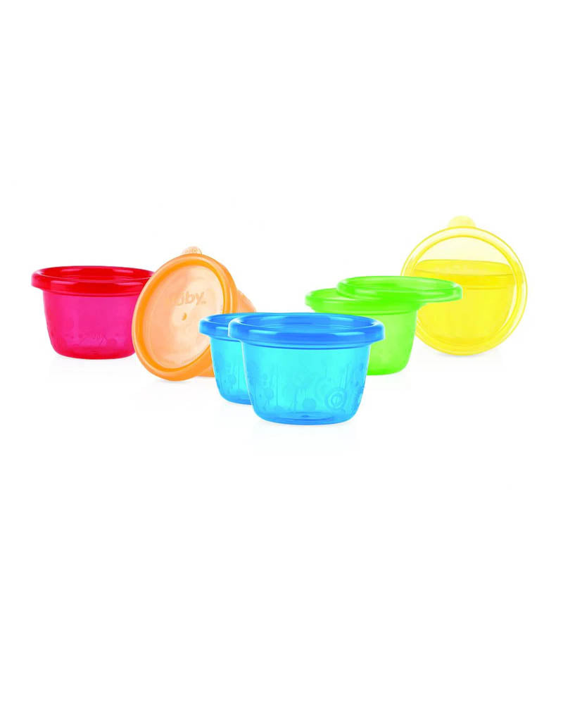 Nuby Pots De Stockage Alimentaire Bébé - 4 Pièces - 240ml - Hermétiques, Lavables - Pour Snacks, Compotes