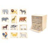 Viga Toys Set de 12 Puzzle Plat Animaux avec Support 18M+