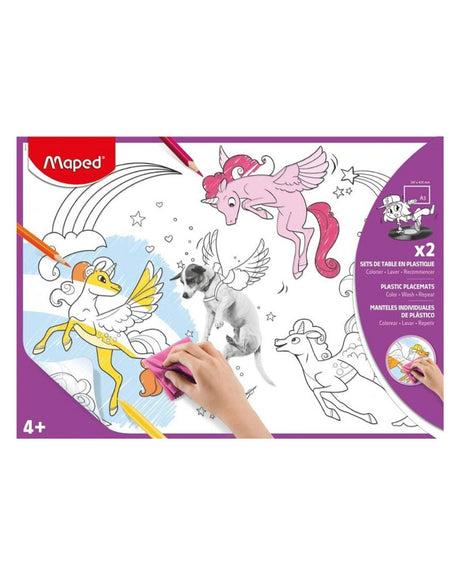 Maped Set de Table en Plastique à Colorier x2 - Mauve