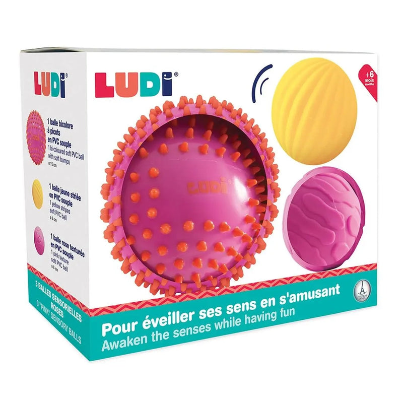 Ludi 3 Balles Sensorielles 6M+ - Rose