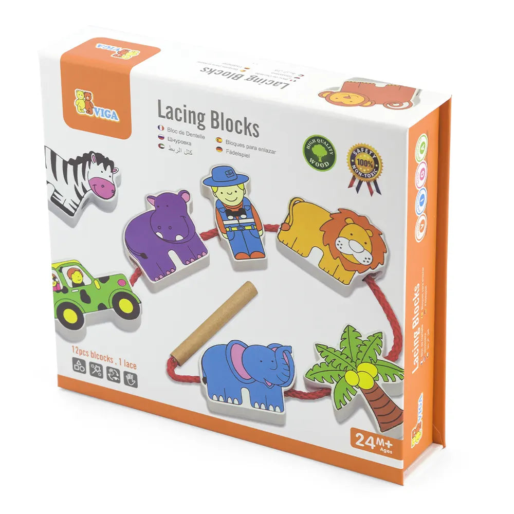 Viga Toys Laçage en Bois Zoo 3A+