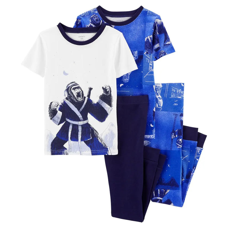 4-Piece Cotton Pajamas - Ninja Gorilla