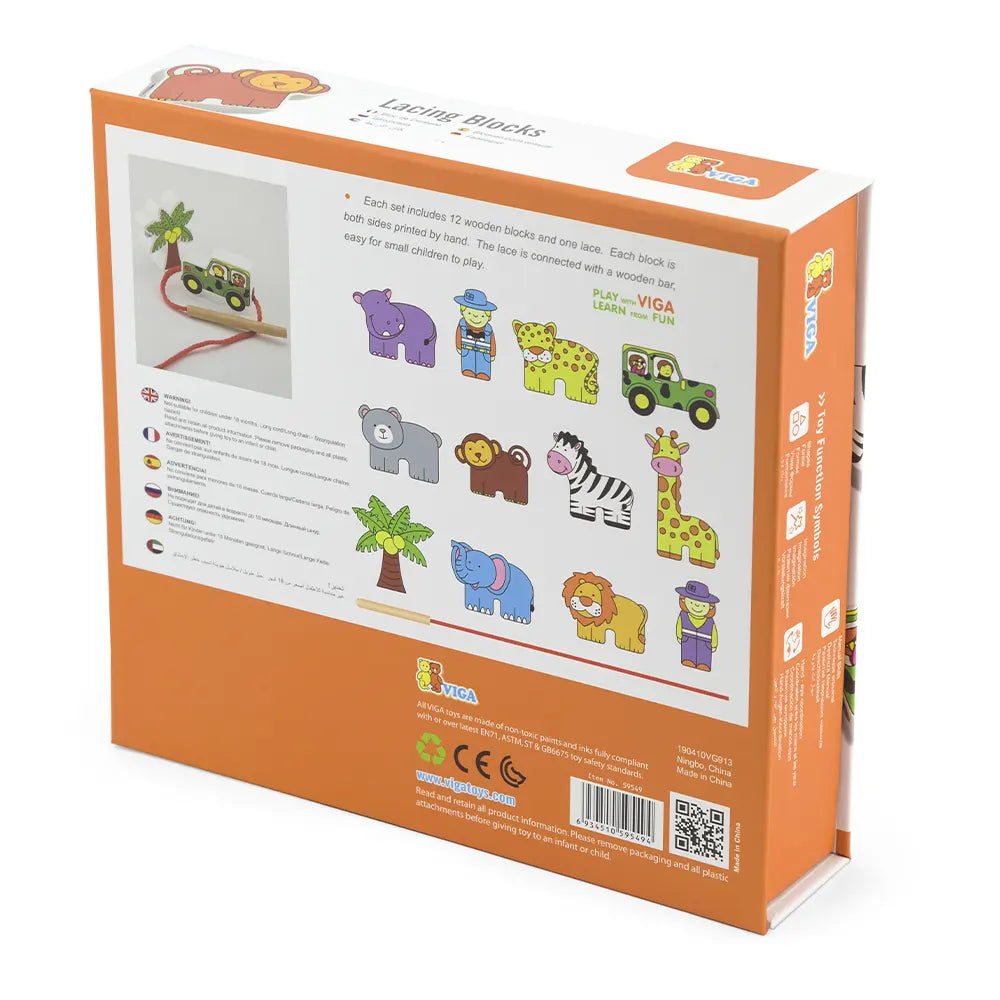 Viga Toys Laçage en Bois Zoo 3A+