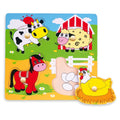 Viga Toys Flat Puzzle with Large Wooden Knob The Farm - 12M+