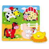 Viga Toys Puzzle Plat avec Gros Bouton en Bois la Ferme 12M+