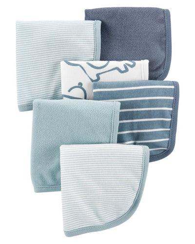 Lot de 6 débarbouillettes Carter's - Bleu & Blanc