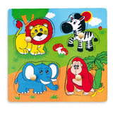 Viga Toys Puzzle Plat avec Gros Bouton en Bois Jungle 12M+