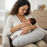 BébéYo Coussin d'Allaitement - Étoiles Gris et Blanc sur Gris