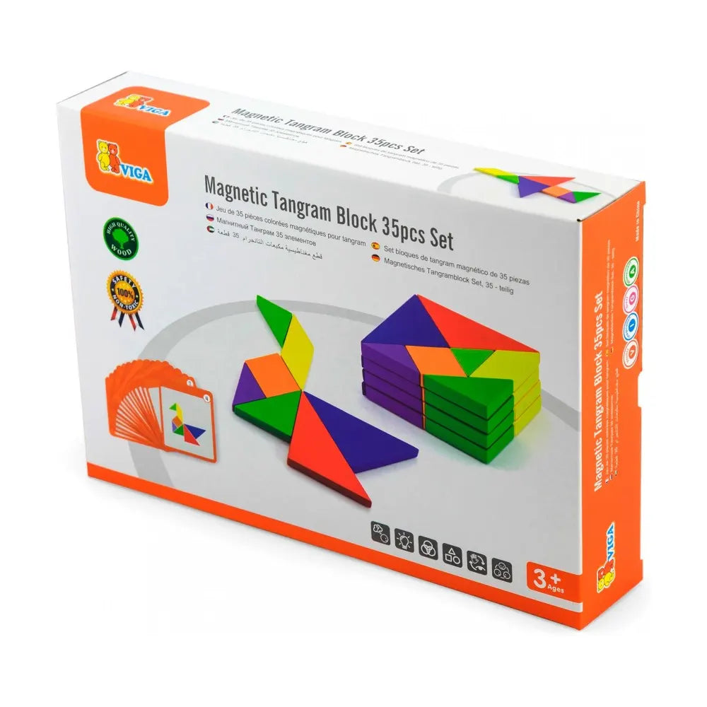 Viga Toys Tangram Magnétique en Bois 35 Pièces - 3A+