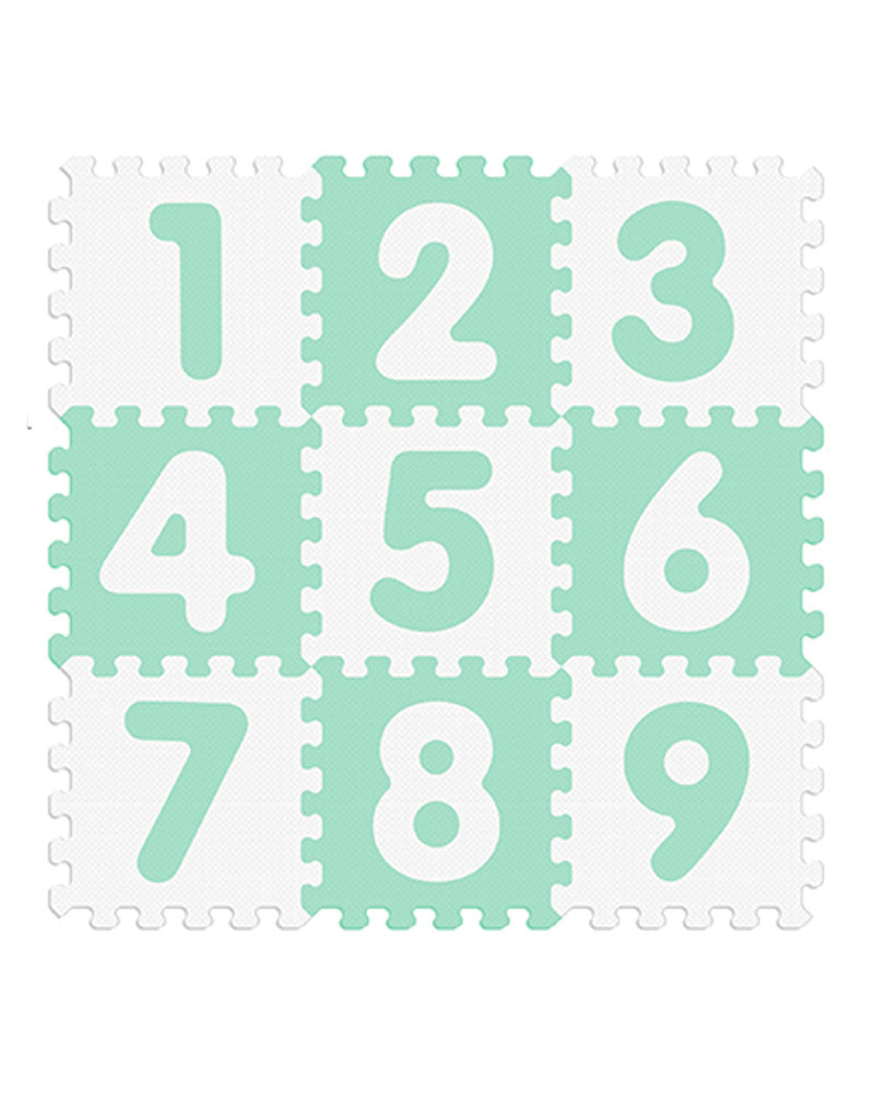 Sunta Tapis Puzzle Numéros 9 Pièces Souple Antibactérien 10M+ - Vert & Blanc