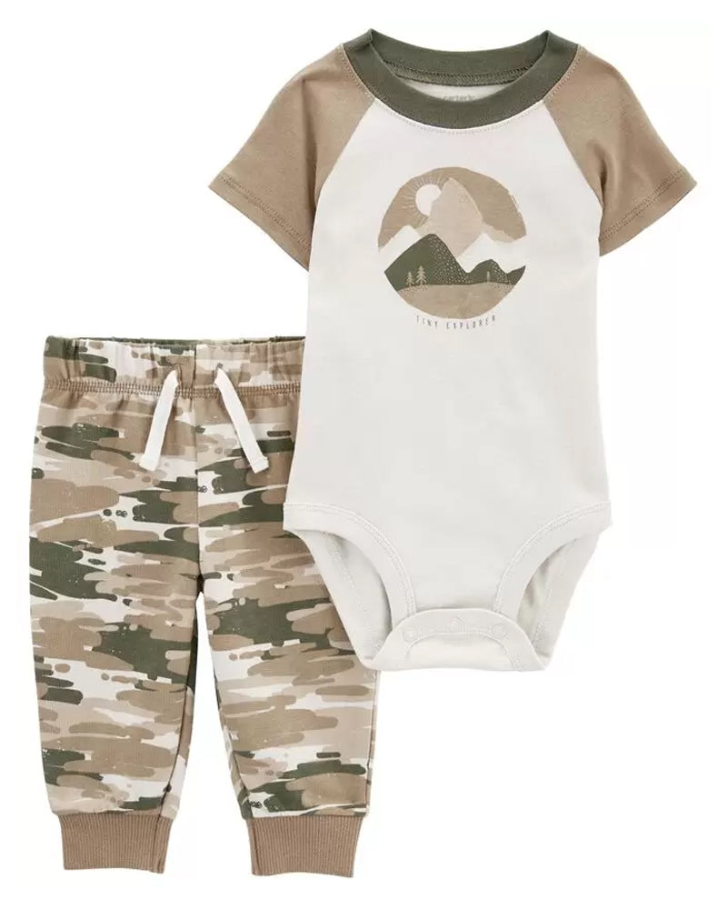 Ensemble 2 Pièces Body & Pantalon Camo Bébé Carter's - Marron