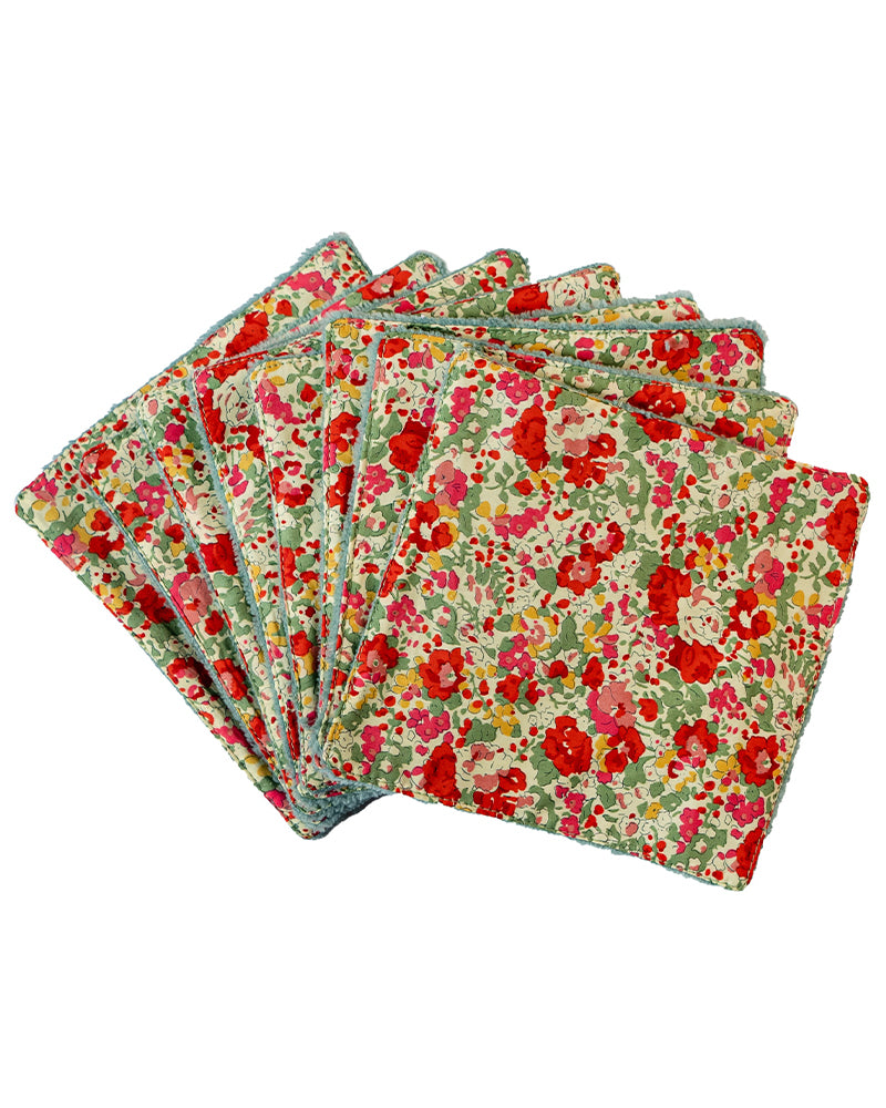 Bambidou Pack de 8 Lingettes - Liberty Rouge Anjou