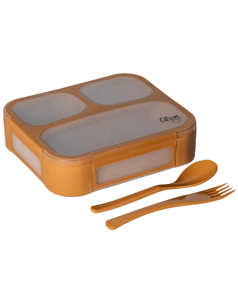 Lunchbox Bento avec Fourchette et Cuillère Citron - Caramel