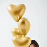 Set de 50 Globos de Corazón Cromados Dorados - 30cm