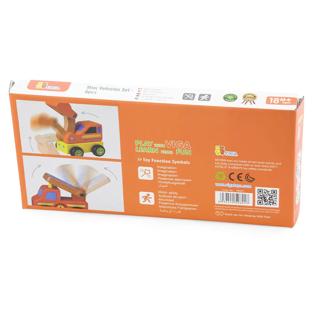 Viga Toys Set de 6 Mini Véhicules 18M+