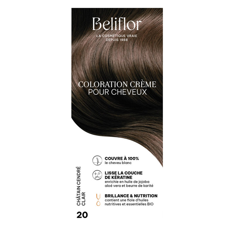 Beliflor Single-Dose Cream Hair Dye 120ml - No. 20 Light Ash Brown