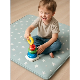 Babymat Matelas au Sol Petit Coton - Bleu Étoiles
