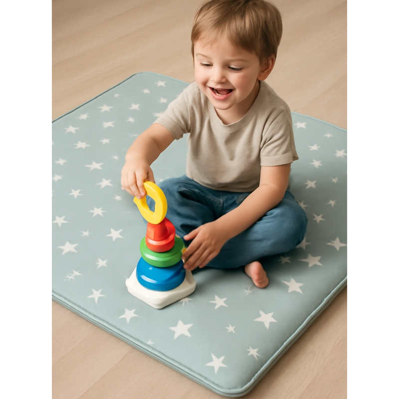 Babymat Matelas au Sol Petit Coton - Bleu Étoiles