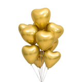 Set de 50 Globos de Corazón Cromados Dorados - 30cm