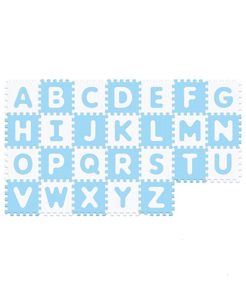 Sunta Tapis Puzzle Alphabets 26 Pièces Souple Antibactérien 10M+ - Bleu & Blanc