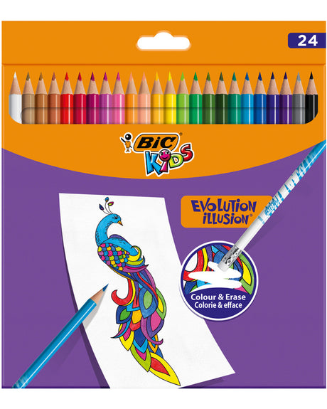 Boîte de 24 crayons de couleur effaçables Evolution Illusion Bic Kids